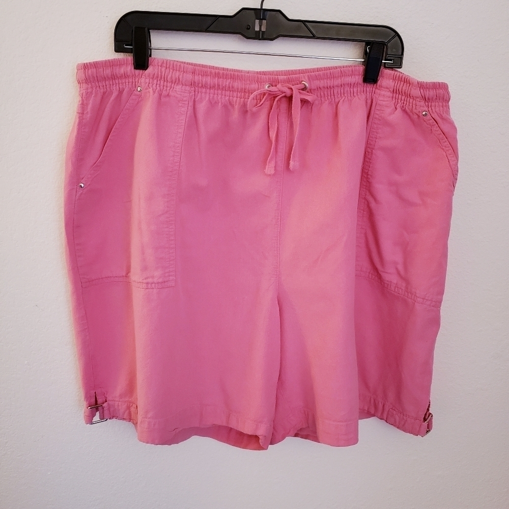 Dress Barn Woman Pink 100% Cotton Shorts with Elastic Waist Size 3X EUC